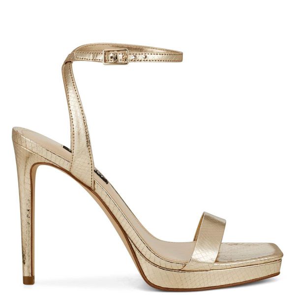 Nine West Zadie Ankle Strap Gold Heeled Sandals | South Africa 09B92-1A13